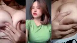 Gadis Tiktok Seksi Bergaun Hijau Dengan Payudara Montok Menggoda
