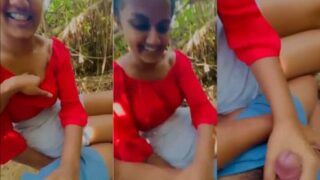 Cewek Seksi Kasih Handjob Ke Pacarnya Di Luar Ruangan, Bikin Suasana Makin Panas.